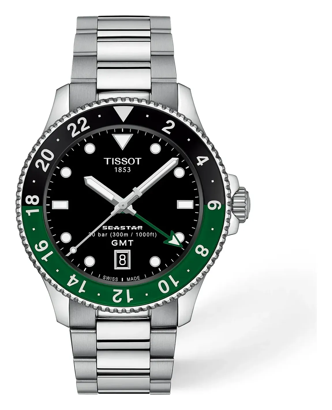 Tissot Seastar 1000 GMT 40mm T1208521105100, reference T1208521105100, black dial, stainless steel case