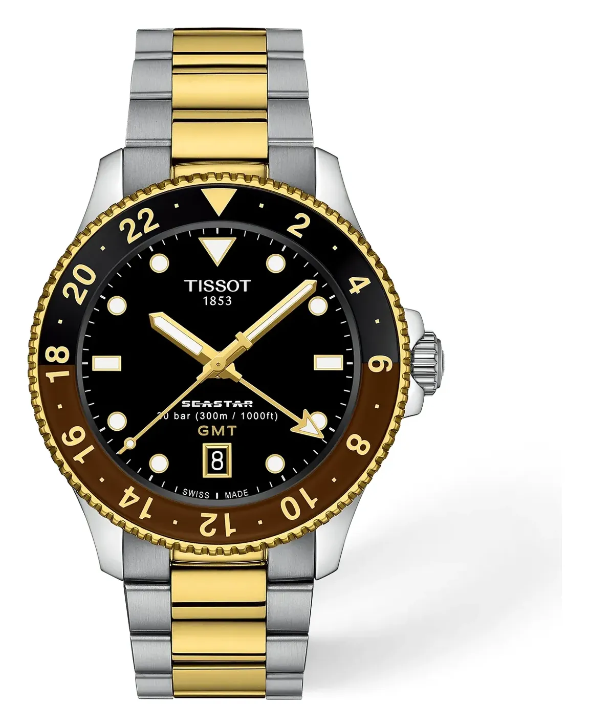 Tissot Seastar 1000 GMT 40mm T1208522205100, reference T1208522205100, black dial, stainless steel case