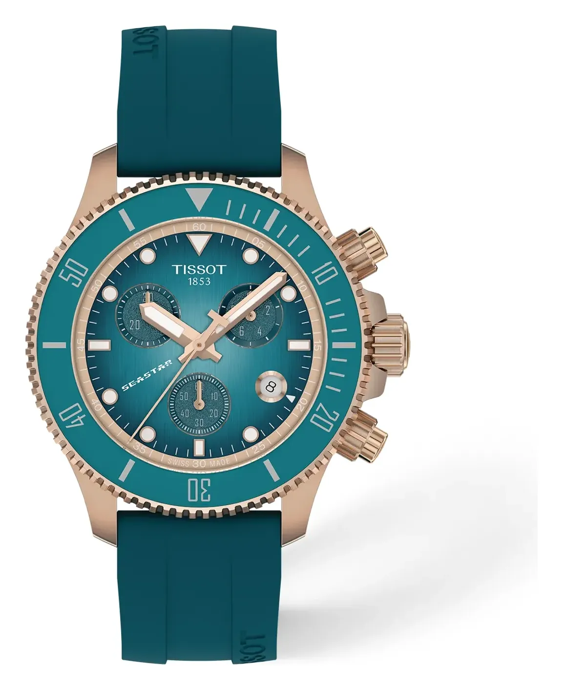 Tissot Seastar 1000 Quartz Chronograph 38mm, reference T1202173704100, blue dial, stainless steel case