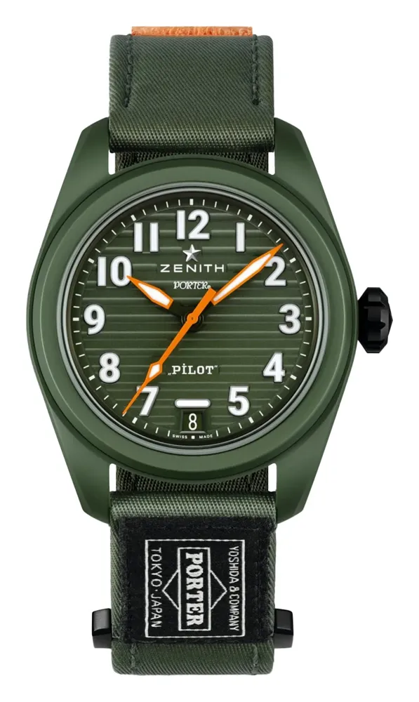 Zenith Limited Edition Pilot Automatic Porter, reference 49.4001.3620/63.I001, green dial, ceramic case